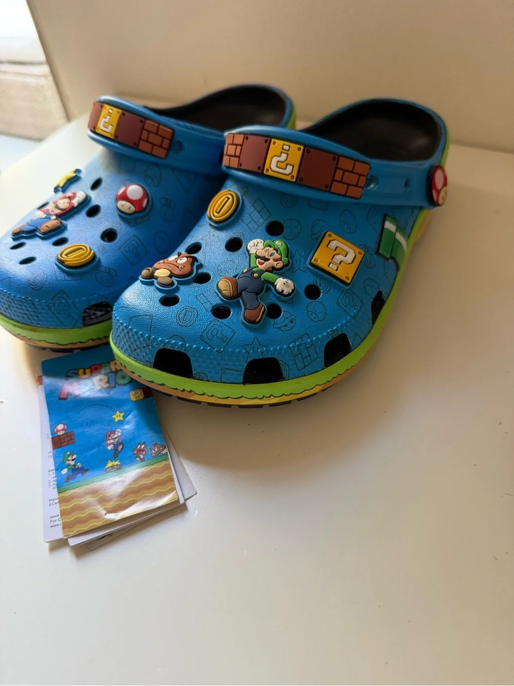CROCS Super Mario Blue Clogs with Character Charms